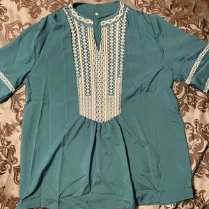 Green and white shirt